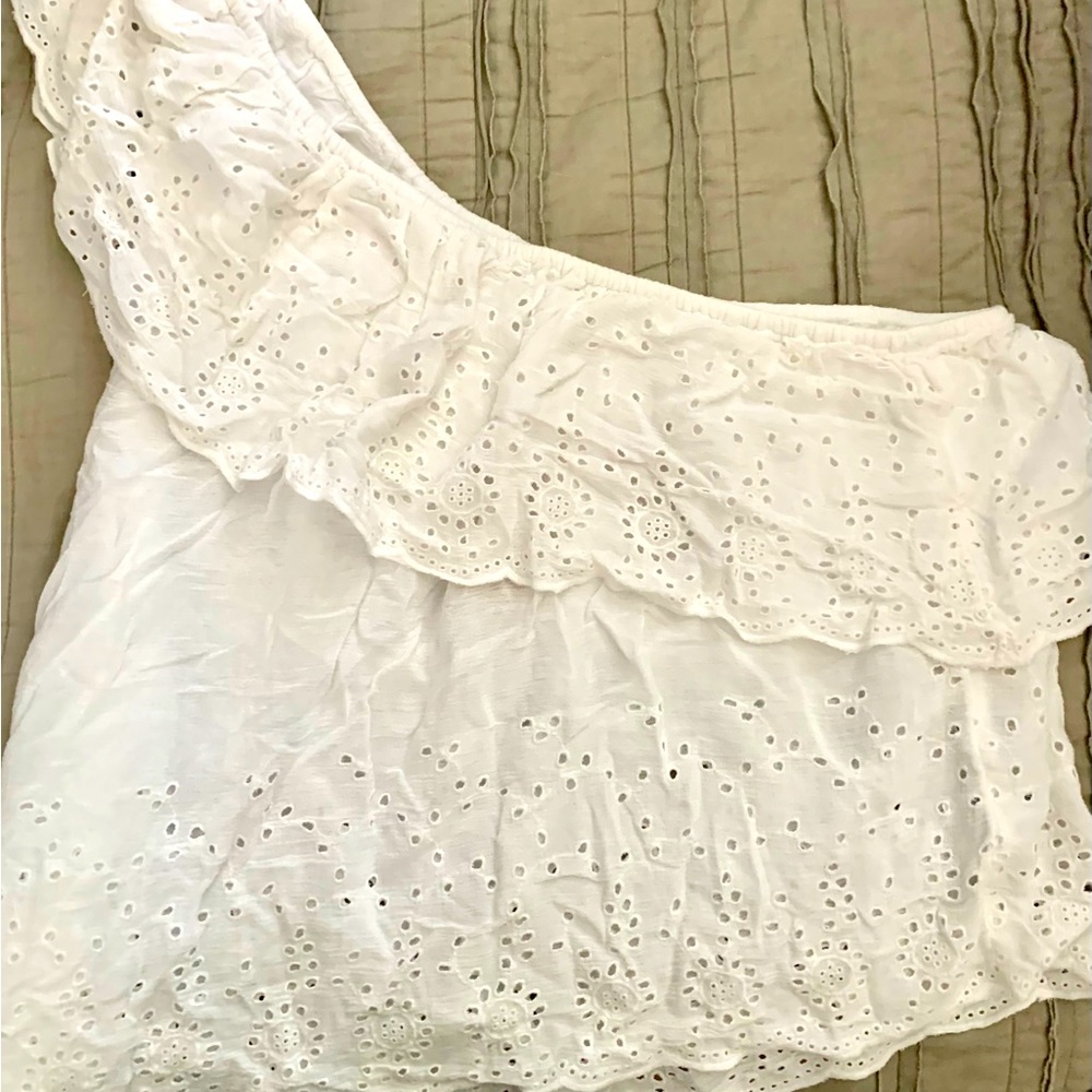 American Eagle One Shoulder Eyelet Top